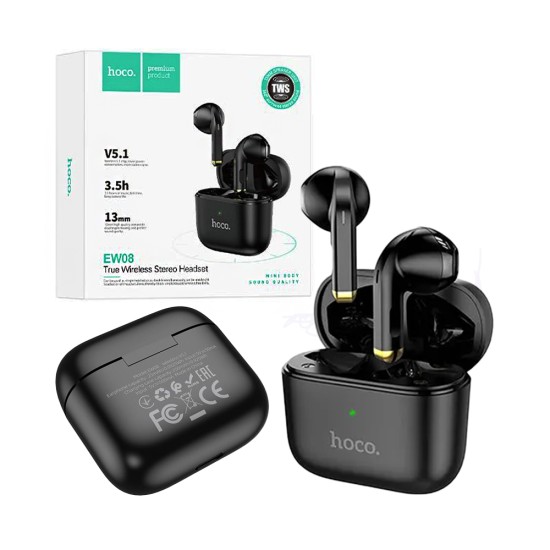 Auriculares True Inalámbricos Hoco EW08 Studious Bluetooth V5.1 Negro